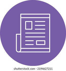 Newspaper line circle icon vector image. Can also be used for web apps, mobile apps and print media.