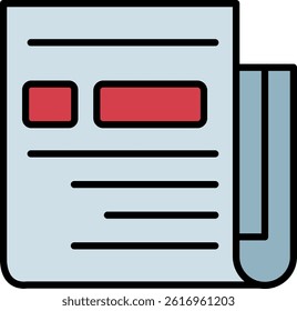 Newspaper Line Filled Vector Icon Design