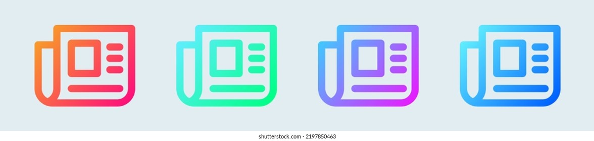 Newspaper line icon in gradient colors. News paper signs vector illustration.