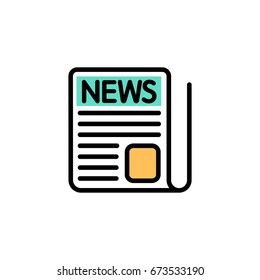 Newspaper line icon. Line icons with flat design elements on white background. Modern infographic. Symbol for your web site design, logo, app, UI. Vector illustration, EPS