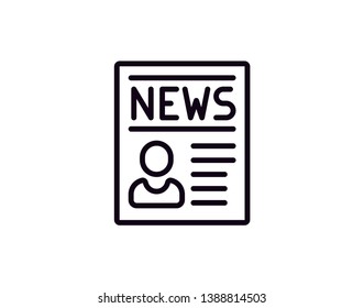 Newspaper line icon. A minimalist vector illustration representing a folded newspaper, commonly used for news, journalism, or media