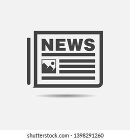 Newspaper line icon . Outline article vector sign isolated on grey background