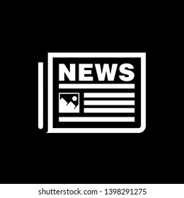 Newspaper line icon . Outline article vector sign isolated on black background