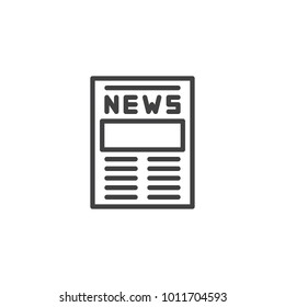 Newspaper line icon, outline vector sign, linear style pictogram isolated on white. News article symbol, logo illustration. Editable stroke