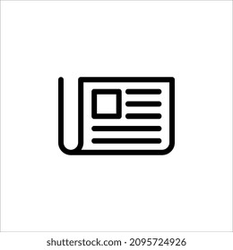 Zeitungsliniensymbol, Umriss-Vektorsymbol, lineares Piktogramm einzeln auf weißem Hintergrund. Nachrichtensymbol