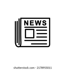 Icono de línea de periódico, símbolo del vector contorno, pictograma lineal aislado en blanco. Símbolo de noticias, ilustración del logotipo