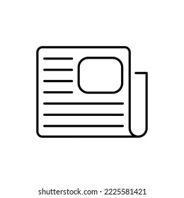 Icono de línea de periódico, símbolo del vector contorno, pictograma lineal aislado en blanco. Símbolo de noticias, ilustración del logotipo