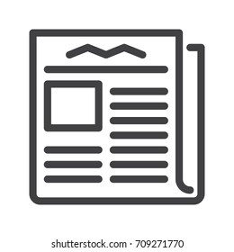 Newspaper line icon, outline vector sign, linear style pictogram isolated on white. Symbol, logo illustration. Editable stroke. Pixel perfect graphics