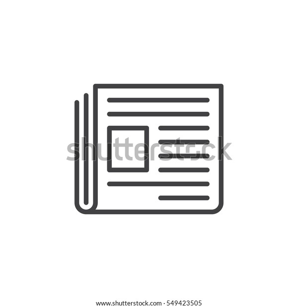 Newspaper line icon,\
outline vector sign, linear pictogram isolated on white. News\
symbol, logo\
illustration