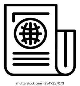 Newspaper line icon. Paper sheet with article vector illustration isolated on white. World newspaper outline style designed for and app.