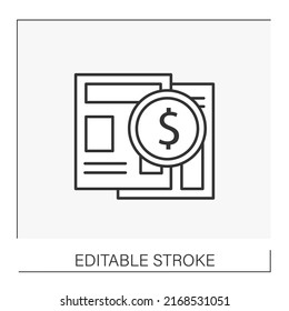  Newspaper line icon. Special business magazine. Education. Business concept. Isolated vector illustration. Editable stroke