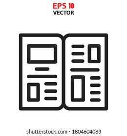 Vector de icono de línea de periódico. Concepto de icono de herramientas de diseño para aplicación o sitio web. Ilustración vectorial Eps 10.