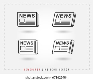 Newspaper line icon vector, pictogram isolated on white. news logo illustration
