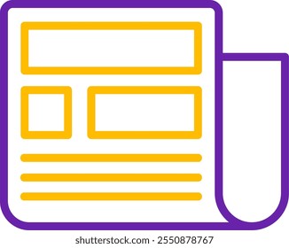Newspaper Line Two Color Vector Icon Design