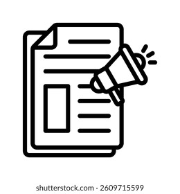 Newspaper Line Vector Illustration On White Background.