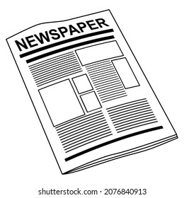 newspaper line vector illustration,isolated on white background,top view