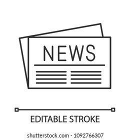 Newspaper linear icon. Thin line illustration. Periodical publication. Contour symbol. Vector isolated outline drawing. Editable stroke
