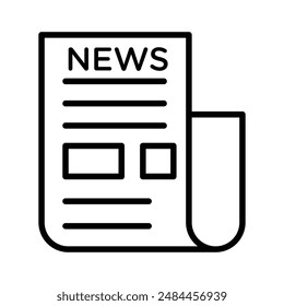 Marca de logotipo lineal de periódico en blanco y negro