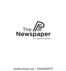 The newspaper logo flat vector design