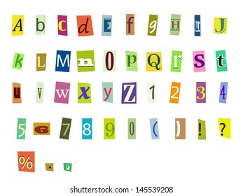 Newspaper Magazine Alphabet Letters Numbers Stock Vector (Royalty Free ...