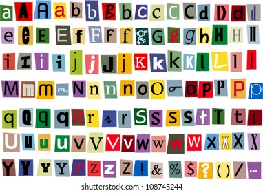 Newspaper and magazine alphabet style vector