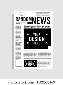 Newspaper, magazine template, press page print articles newsprint magazine design