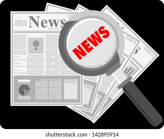 Newspaper with magnifier