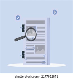 Newspaper Magnifying Glass Vector Illustration Magnifying Stock Vector ...