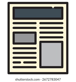 Newspaper Modern Vector Icon – Minimal Illustration Symbol Template for Web Mobile App UI Design
