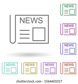 Newspaper multi color icon. Simple thin line, outline vector of media, press icons for ui and ux, website or mobile application