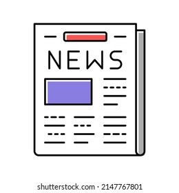 newspaper with news articles color icon vector. newspaper with news articles sign. isolated symbol illustration