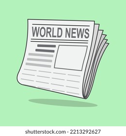 Newspaper News Cartoon Vector Illustration. Weekly Or Daily Newspaper With Articles Flat Icon Outline