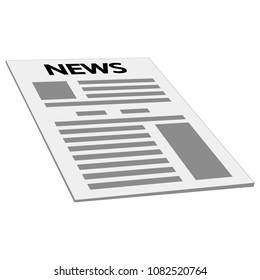 newspaper news cover page icon, vector mockup template first page news, isometry perspective