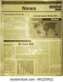 Newspaper news flat image background news vector. Old vintage style could be used for your design
