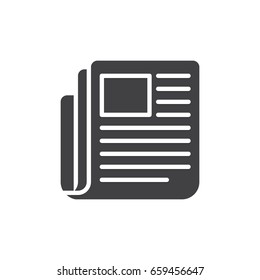 Newspaper, news icon vector, filled flat sign, solid pictogram isolated on white. Symbol, logo illustration. Pixel perfect