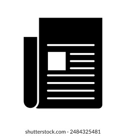 Newspaper news vector icon. Newspaper vector flat black illustration on white background..eps