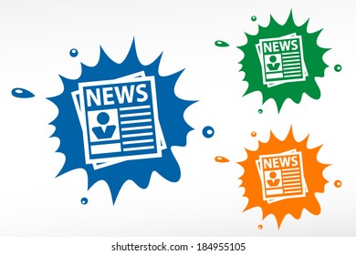 Newspaper on color blob. Vector illustration.