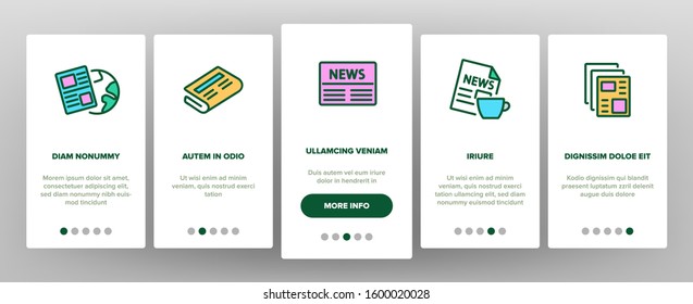 Newspaper Onboarding Mobile App Page Screen Vector
