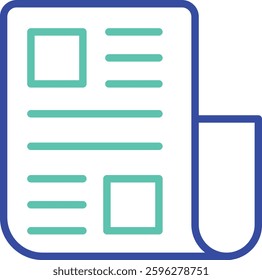 newspaper outline dual color vector illustration icon design