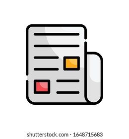 Newspaper Outline Filled Icon. vector illustration. EPS 10