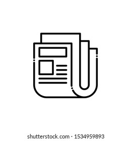 Newspaper outline icon. Advertising and Media Illustration style.
