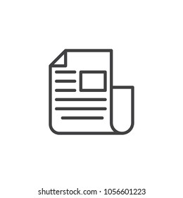 Newspaper outline icon. linear style sign for mobile concept and web design. News simple line vector icon. Symbol, logo illustration. Pixel perfect vector graphics