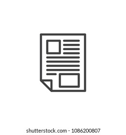 Newspaper outline icon. linear style sign for mobile concept and web design. News paper simple line vector icon. Symbol, logo illustration. Pixel perfect vector graphics