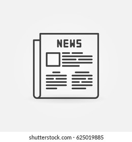Newspaper outline icon - vector thin line news concept symbol or logo element