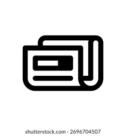Periódico. Icono de Vector de trazo delineado con detalles rellenos de negro.