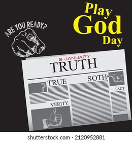 Newspaper page for the holiday - Play God Day