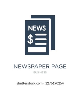 newspaper page icon vector on white background, newspaper page trendy filled icons from Business collection, newspaper page vector illustration