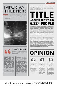 Newspaper Page Layout Template. News Typographic Print