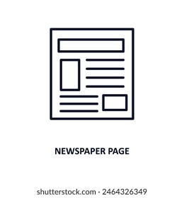 newspaper page outline icon.  Thin line icon from business collection. Editable vector isolated on white background
