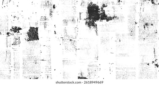 Textura grunge de papel de periódico. Vector blanco y negro papel de periódico textura grunge. Periódico con fondo de textura de papel ilegible vintage grunge viejo.	